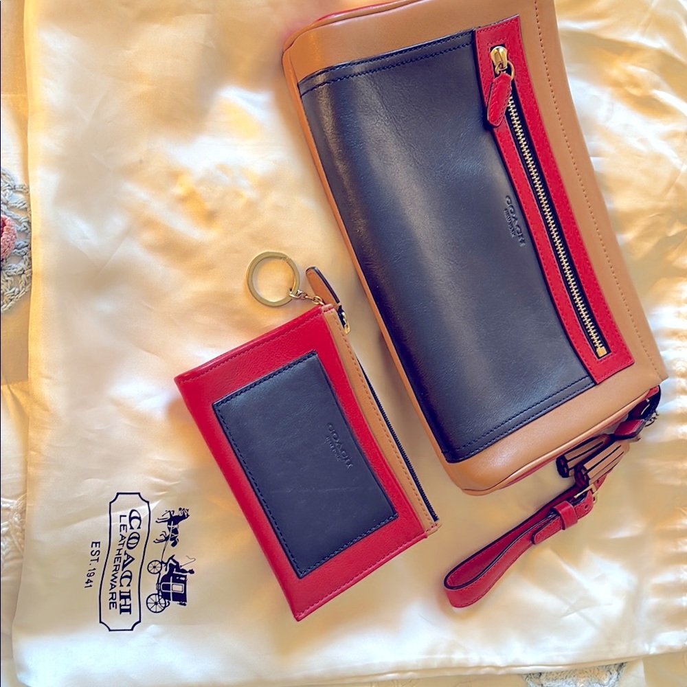 Coach clutch with matching wallet